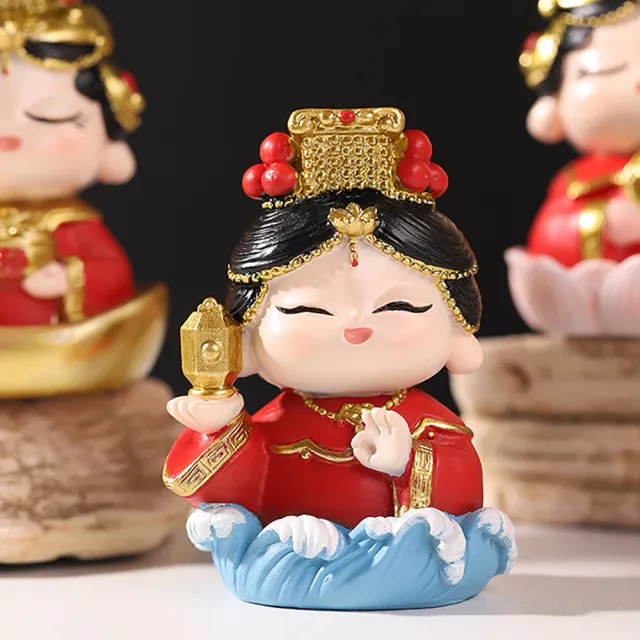 【桃花源創意工坊】媽祖文創擺件桌面裝飾樹脂工藝品小擺飾四套組(公仔)