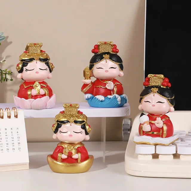 【桃花源創意工坊】媽祖文創擺件桌面裝飾樹脂工藝品小擺飾四套組(公仔)
