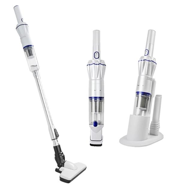 勳風 SUPA FINE HF-H465 DayPlus 無線手持式吸塵器，專為除蟎設計，輕巧僅500g，尺寸約415x75x75mm，適合居家清潔。採用可洗式集塵筒，HEPA濾網有效過濾過敏原。配件豐富，包括地板/地毯兩用地刷、二合一吸頭、狹縫吸頭、彈性狹縫吸頭、伸縮鋼管及壁掛架。無線操作，110V電壓，中國製造，1年保固，BSMI認證R31043，白色系時尚外型，讓除蟎吸塵更便捷高效。