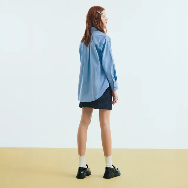 【OUWEY 歐薇】OL風襯衫西裝裙洋裝(藍色；S-L；3233397020)