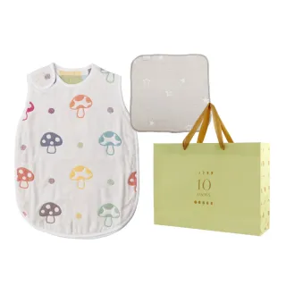 mo獨家【Hoppetta】蘑菇六層紗防踢背心禮袋組(2-7歲幼童版 日本製冬暖夏涼四季款)