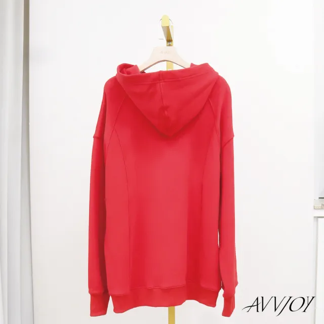 【AVVJOY 艾薇卓爾】生虎紅色連帽衛衣(上衣 帽T 連帽 帽t女 大學T 長袖上衣 長袖帽t G52327-2114)