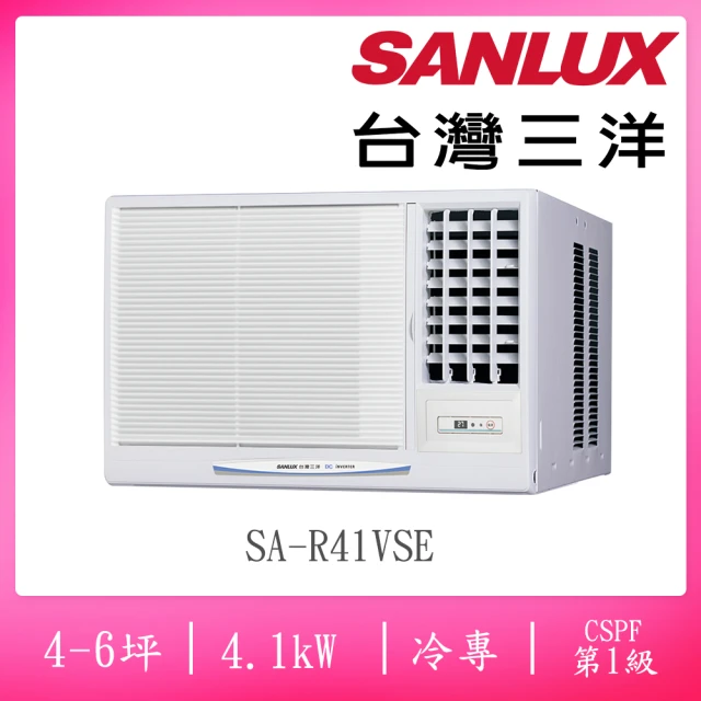 SANLUX 台灣三洋 福利品4-6坪右吹式一級變頻冷專窗型冷氣(SA-R41VSE)