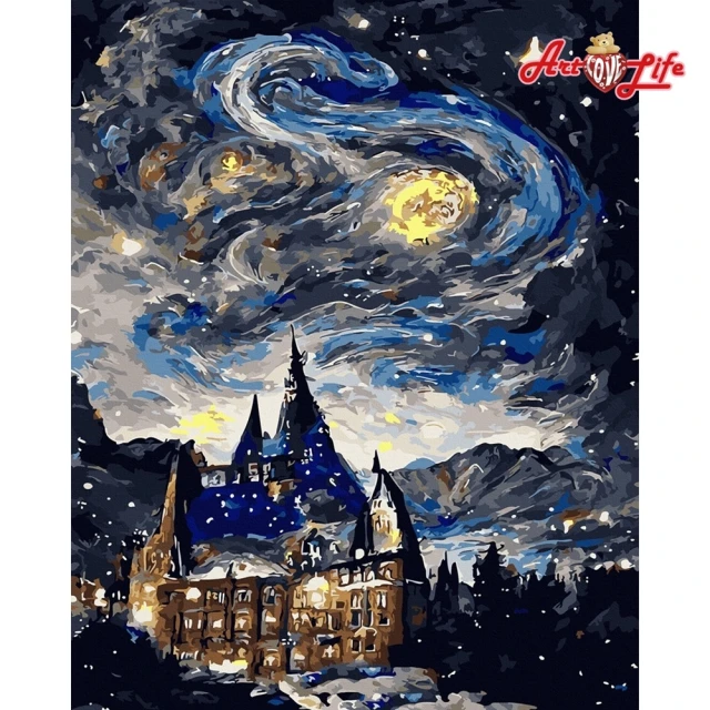 【ArtLife 藝術生活】DT161月夜城堡40*50CM(數字油畫 DIY DIY數字油畫 交換禮物 畫畫玩具)
