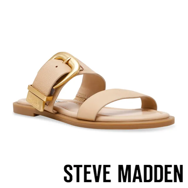 【steve madden】STRIDER 寬帶金扣平底拖鞋(卡其色)