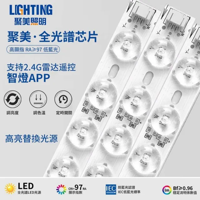 【聚美照明】吸頂燈 手機APP+2.4G無線遙控 三色無極調光 APP聚美星空燈60cm(吸頂燈/客廳燈/臥室燈)