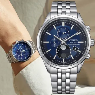 【CITIZEN 星辰】GENTS系列 電波月相 光動能時尚腕錶 618 年中慶 禮物(BY1030-50L)
