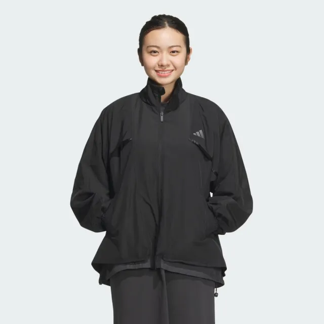 【adidas 愛迪達】Word Woven JKT 女 立領外套 運動外套 休閒穿搭 黑(JN9954)
