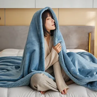 【ALAI 寢飾工場】法蘭絨羊羔絨加厚雙層暖暖被毯(1入 多色任選 保暖被/冬被/毛毯/毯子)