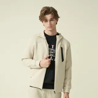 【ELLE ACTIVE】男款 運動連帽外套-米白色(EA24W2M6101#91)