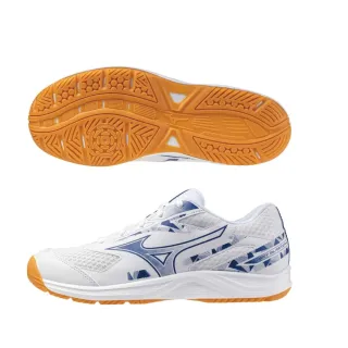【MIZUNO 美津濃】SKY BLASTER 4 男女中性款 寬楦 羽球鞋 白藍(71GA253311)
