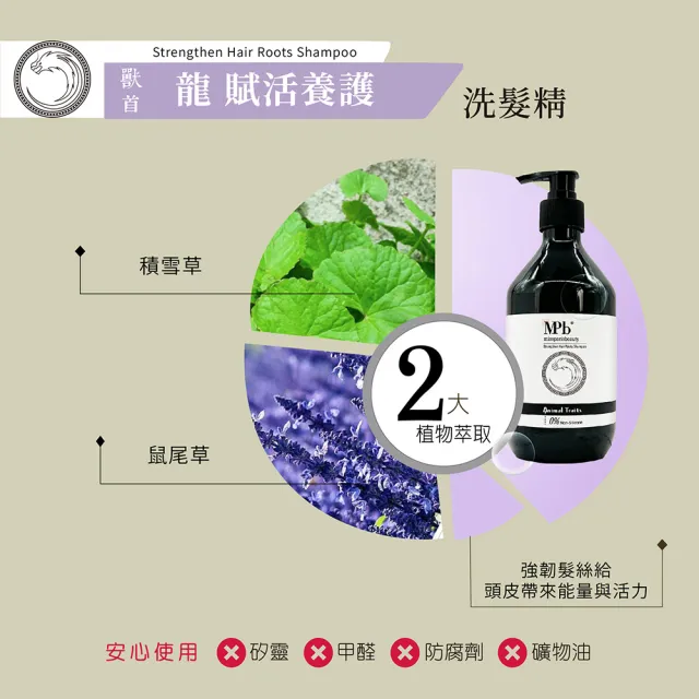 【MPB 巴黎小姐】獸首系列洗髮精500ml+頭皮淨化角質霜x2入(草本保濕 控油 深層清潔 賦活養護 去角質)