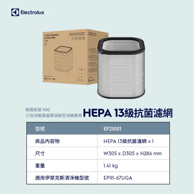 【Electrolux 伊萊克斯】極適家居900三合一涼暖空氣循環清淨機 HEPA13級抗菌濾網(EF21001)