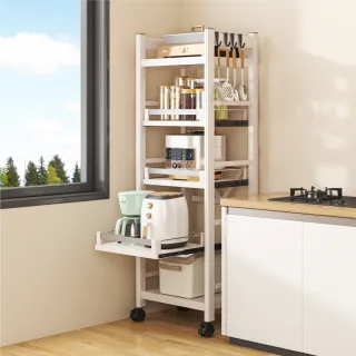 【慢慢家居】五層40寬-廚房可移動隙縫置物電器架 金屬導軌抽屜(置物架 電器架 抽拉架 層架 收納)