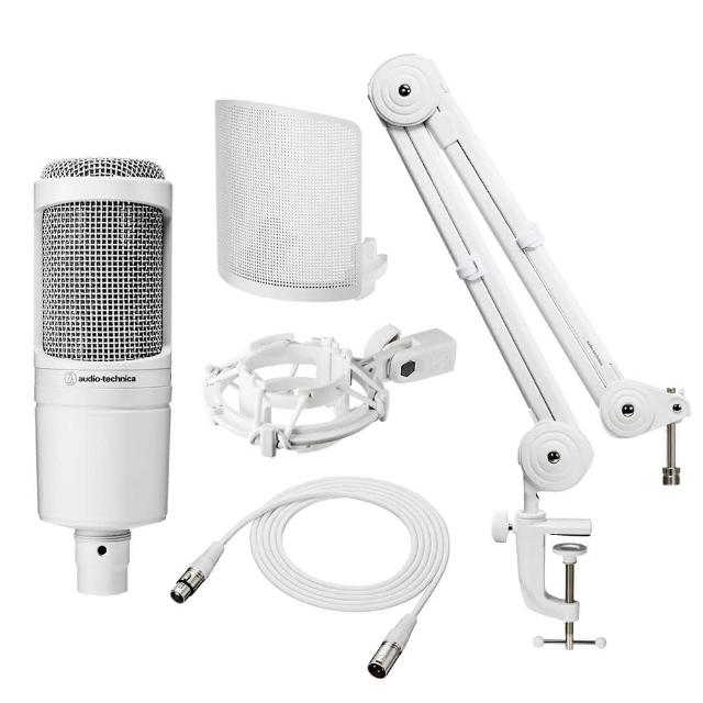 【audio-technica 鐵三角】White Party 麥克風直播套組(雪白麥克風組合)