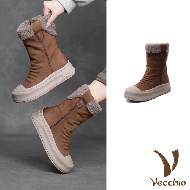Vecchio 真皮短靴 厚底短靴/真皮磨砂牛皮百搭厚底休閒