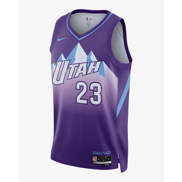 NIKE 耐吉 NBA 爵士 籃球背心 Lauri Markkanen 男款 UTA MNK DF SWGMN JSY CE 24 紫色(FQ4363506)