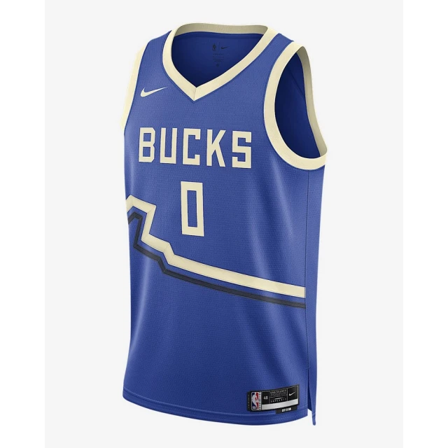 NIKE 耐吉 NBA 公鹿 籃球背心Damian Lillard 男款 MIL MNK DF SWGMN JSY CE 24 藍色(FQ4349483)