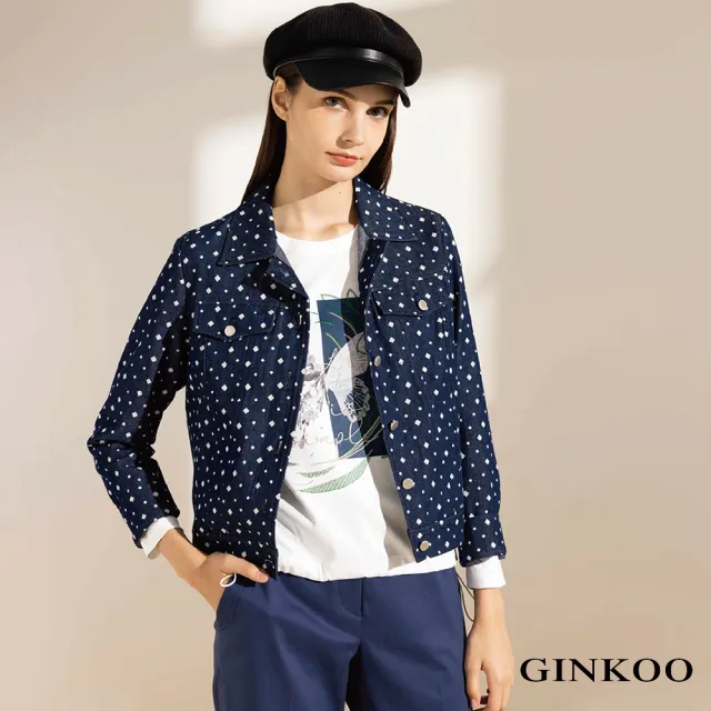 【GINKOO 俊克】蝴蝶夢圖樣圓領上衣