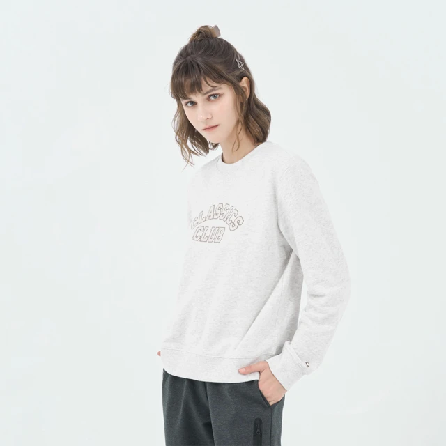 GIORDANO 佐丹奴 女裝長袖大學TEE Classics Club系列(01 花紗月亮灰)