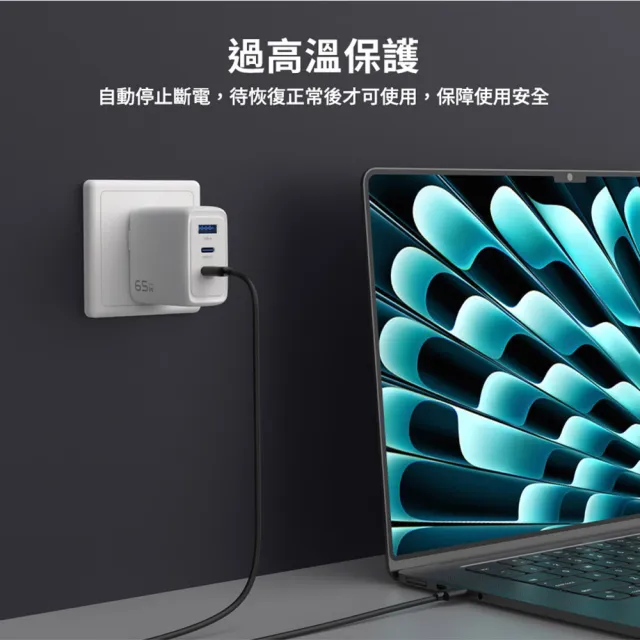 【SEEK】65W GaN氮化鎵電源供應器/充電器CU-P651(迷你尺寸、高溫保護)
