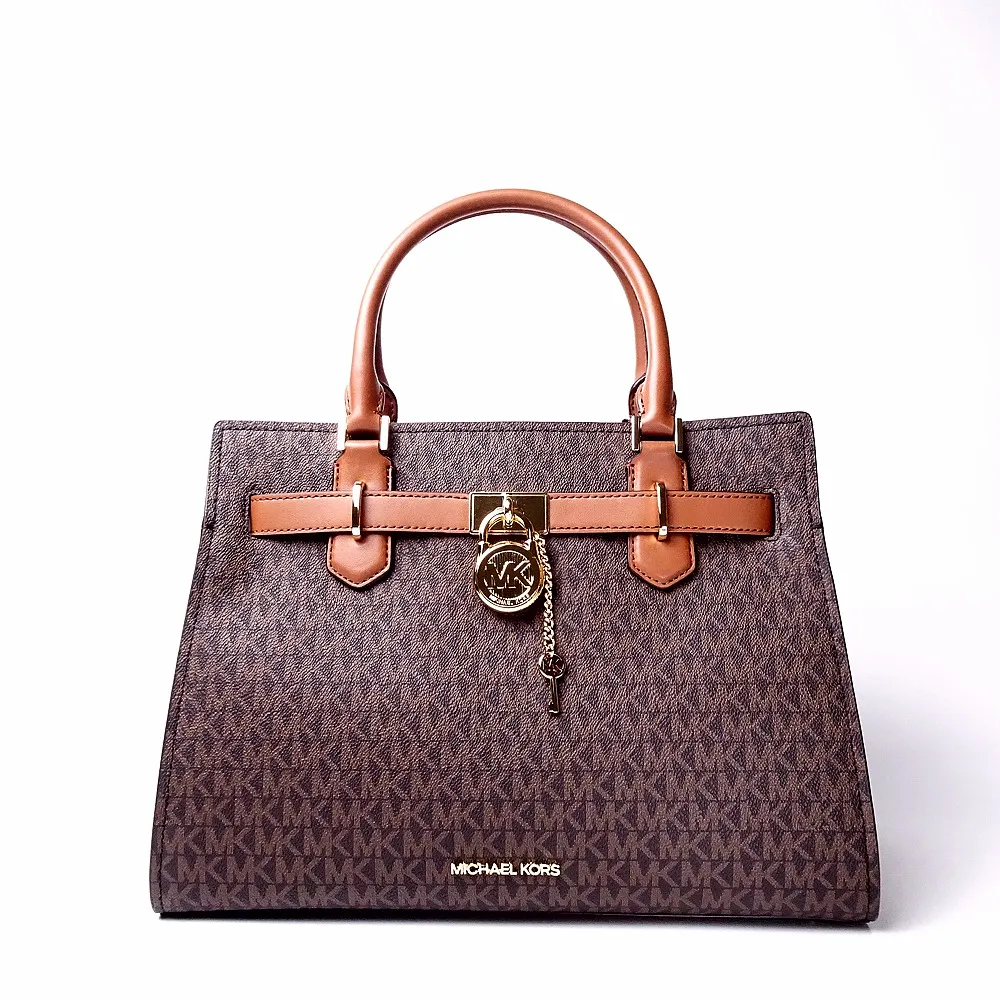 【Michael Kors】Michael Kors Hamilton 中型標誌挎包-咖啡-35F1GHMS2B