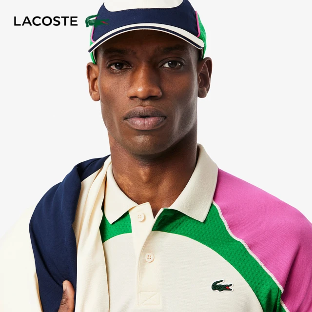 LACOSTE 男裝-快乾色塊拼接網球短袖Polo衫(白色/粉紅配色/綠配色)