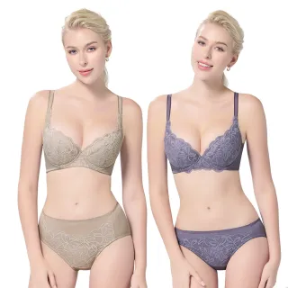 【Swear 思薇爾】2套組花翎系列A-F罩蕾絲包覆女內衣(2色各1)