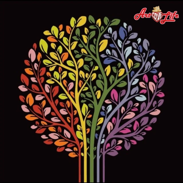 【ArtLife 藝術生活】21026生命樹20*20CM(數字油畫 DIY DIY數字油畫 交換禮物 畫畫玩具)