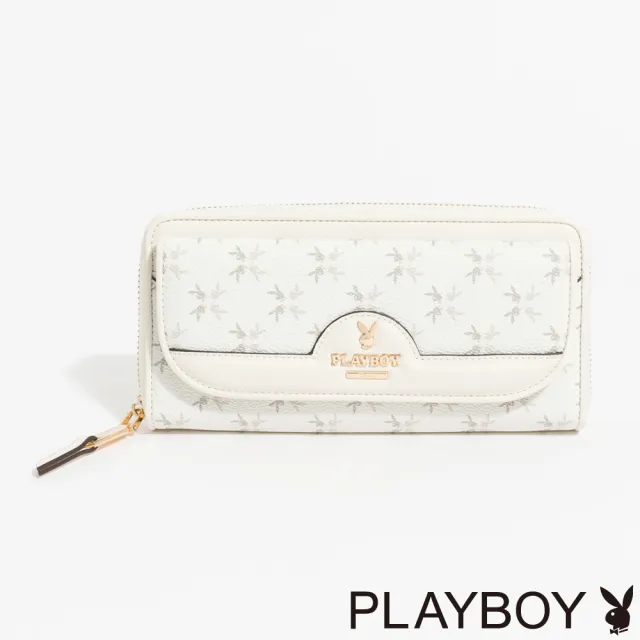 【PLAYBOY】拉鍊長夾 White Bunny系列(米白色)