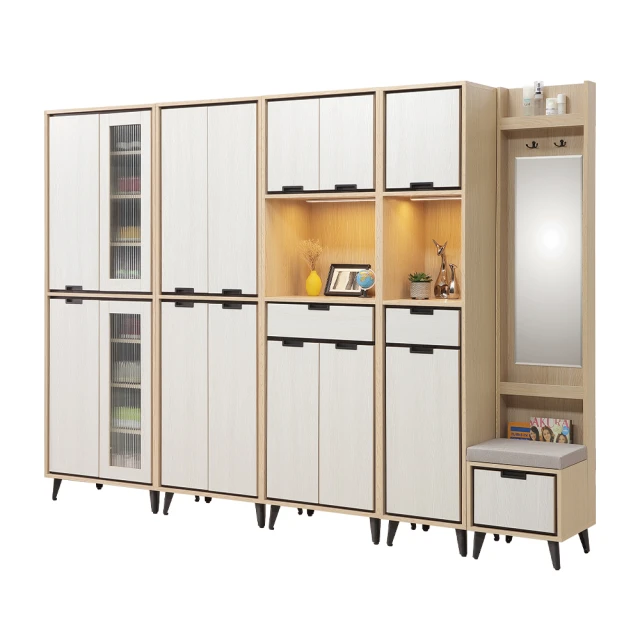 唯熙傢俱 雷莎原木雙色9尺鞋櫃(玄關櫃 鞋櫃 鞋子收納櫃 收納櫃 置物櫃)