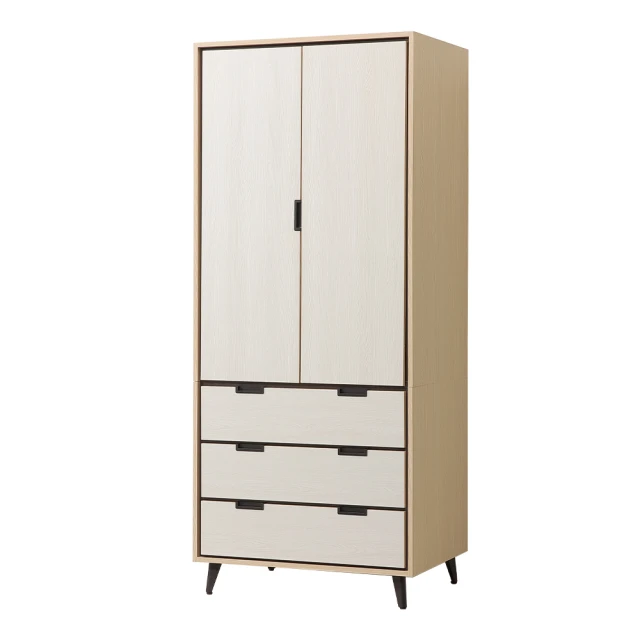 唯熙傢俱 雷莎原木雙色3x7尺衣櫃(衣櫃 衣櫥 兩用衣櫃 收納櫃 置物櫃)