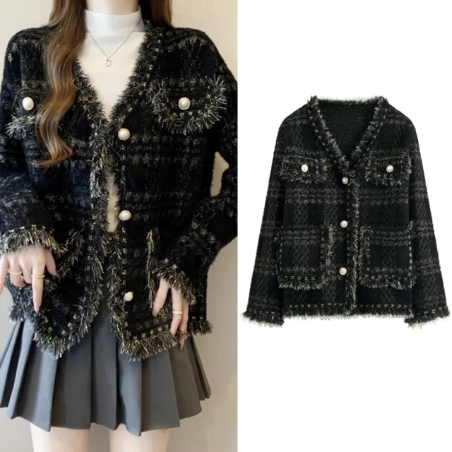 FREE 喀什米爾草木染V領花紋長袖羊絨衫(天空藍/淺紫) 