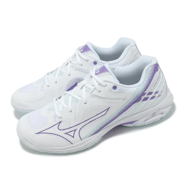 MIZUNO 美津濃 羽球鞋 Wave Claw 3 男鞋 女鞋 寬楦 白 紫 止滑 室內運動 羽排鞋 美津濃(71GA2443-29)