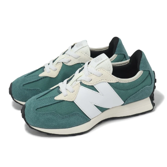 NEW BALANCE 休閒鞋 327 中童 寬楦 綠 米白 麂皮 尼龍 拼接 小朋友 NB(PH327BD-W)