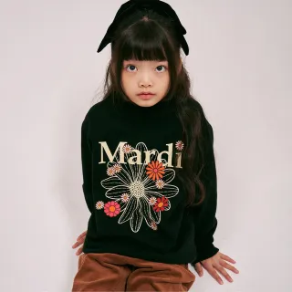 【MARDI MERCREDI】童裝 印花大學TEE 黑色 經典小雛菊 繽紛花朵 純棉 KIDS SWEATSHIRT BLOSSOM