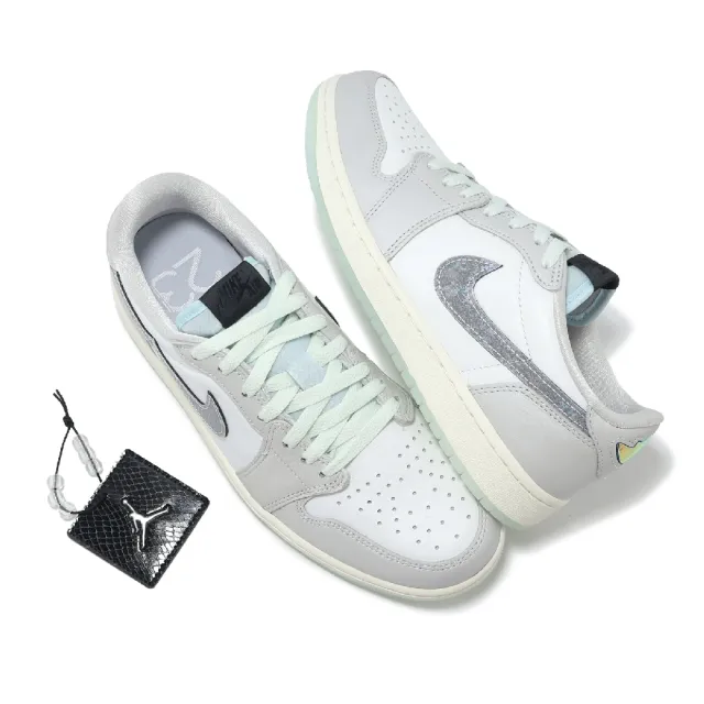 【NIKE 耐吉】休閒鞋 Air Jordan 1 Low OG 男鞋 女鞋 蛇年 新年 CNY 灰 綠 蛇紋 AJ1(HF3144-100)