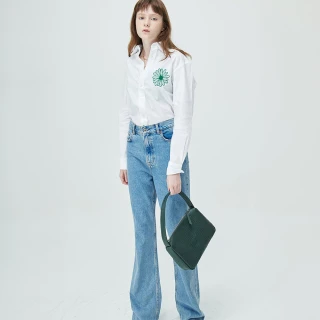 【MARDI MERCREDI】牛津襯衫 白色 經典小雛菊 綠花 刺繡 OXFORD SHIRT