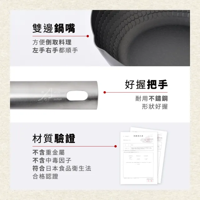 【Arnest】eN 24cm窒化深型鐵炒鍋_ih爐可用鍋(無塗層鐵鍋/日本製平底鍋/物理性不沾鍋)