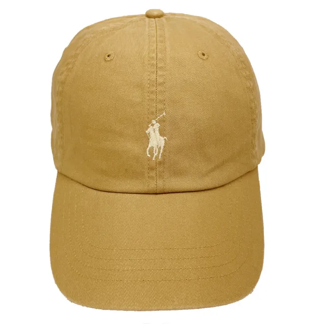 【RALPH LAUREN】POLO刺繡小馬LOGO鴨舌/棒球帽(棕/米白)