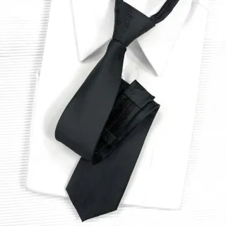 【vivi 領帶家族】流行窄版7cm拉鍊領帶(質感素面黑色)