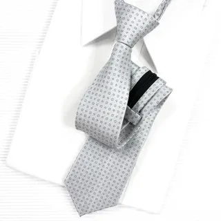 【vivi 領帶家族】流行窄版7cm拉鍊領帶(灰白花)