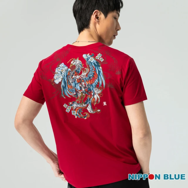 BLUE WAYBLUE WAY 男裝 金標百福七彩鳳 短袖 上衣-日本藍
