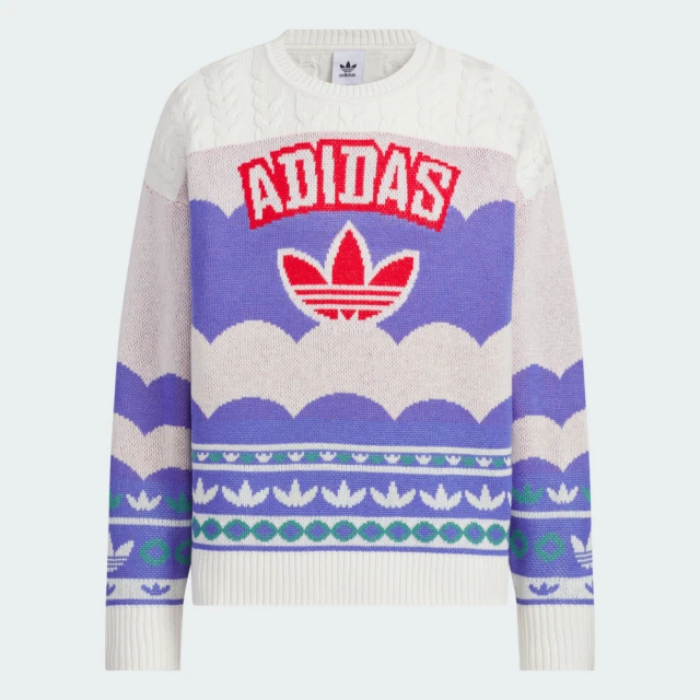 adidas 愛迪達 長袖上衣 男 女 針織 三葉草 CNY新年 LNY KNIT PULLOV 白紫 JL8366