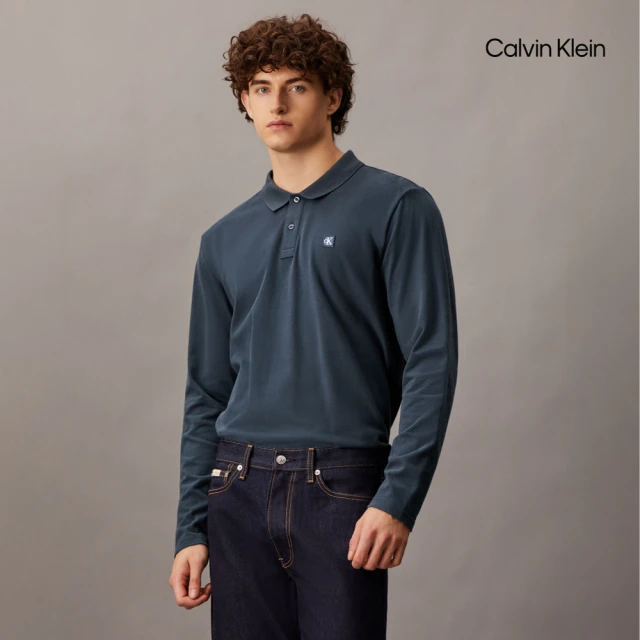【CALVIN KLEIN】官方旗艦館 CK 徽章標準版型 Polo 衫_藍色