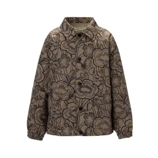 【Onitsuka Tiger】鬼塚虎 官方旗艦店 KIDS棕色滿版圖騰設計兒童外套(2184A268-200)