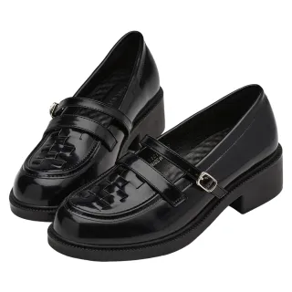 【Grace Gift】貴族學院編織瑪莉珍樂福鞋(黑)