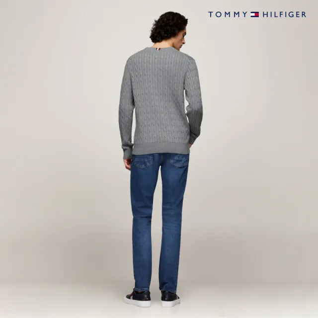 【TOMMY HILFIGER】官方旗艦館 絞花針織旗幟毛衣_灰色