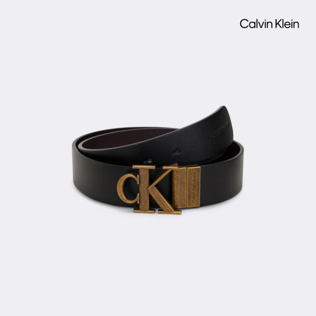 Calvin Klein 官方旗艦館 CK Monogram 飾牌雙面腰帶 35 公厘_拼色