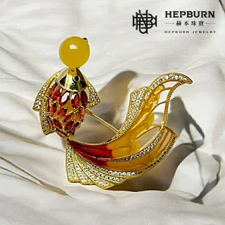 【赫本珠寶】鳳尾金魚戲珠設計款水晶胸針